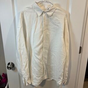 Structure Mens Button Down Shirt 100% Linen White XL